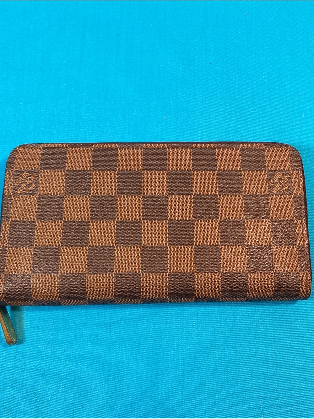 Inspire Brown Checker Zip Around Wallet